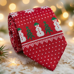Corbata Navidad Festiva Roja Acogedora