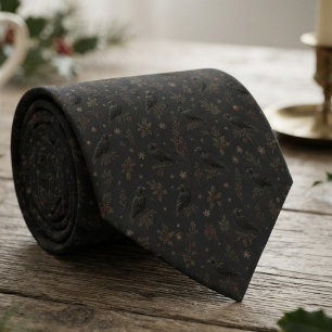 Corbata Navidad gótica oscura de cuervo