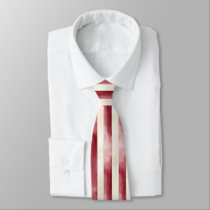 Corbata Navidad Rayas Crema Borgoña Roja