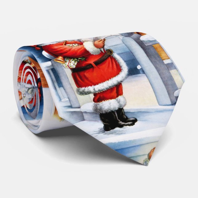 Corbata Navidad Retro Santa Claus / Divertido (Enrollado)
