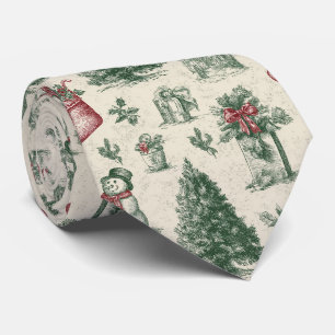 Corbata Navidad Toile Vintage Verde Salvia Invierno