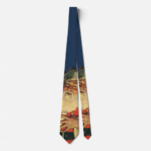Corbata Navidad Vintage, alegre Papá Noel con juguetes