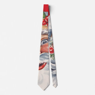 Corbata Navidad Vintage, alegre Papá Noel con su sombrero