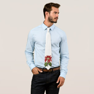 Corbata Navidad Vintage, Planta Invernal de Poinsettia Roj
