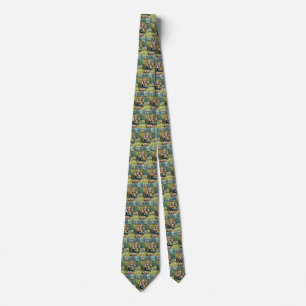 Corbata Navidad Vintage, Santa Claus haciendo muñecas