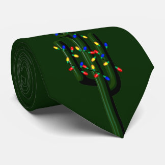Corbata Navidades Árboles Cactus Luces Luces Brillantes Ag
