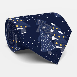 Corbata Navidades AZULES OSCUROS MONOGRAMA DE BOSQUES DE I