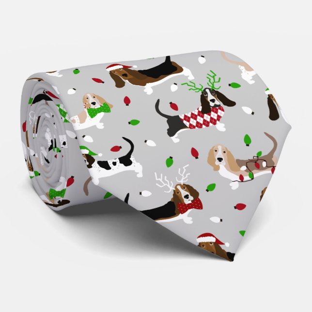 Corbata Navidades Basset Hound Neck Tie (Enrollado)