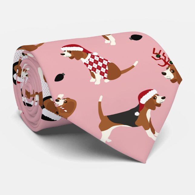 Corbata Navidades Beagles Pink Neck Tie (Enrollado)