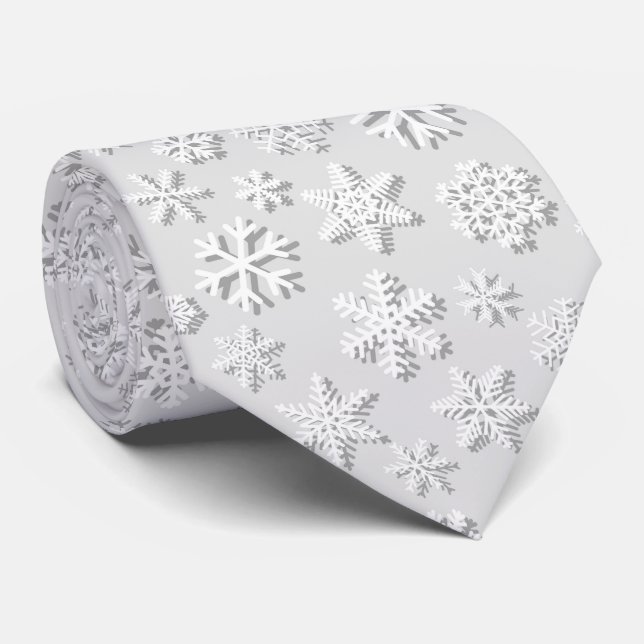 Corbata navidades blancos festivos con copos de nieve patr (Enrollado)