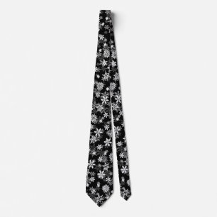 Corbata Navidades blancos y negros hacen copos de nieve