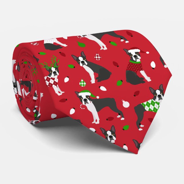 Corbata Navidades Boston Terrier Neck Tie (Enrollado)