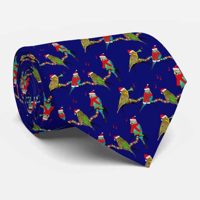 Corbata Navidades Budgie Frenzy Tie (Armada) (Enrollado)