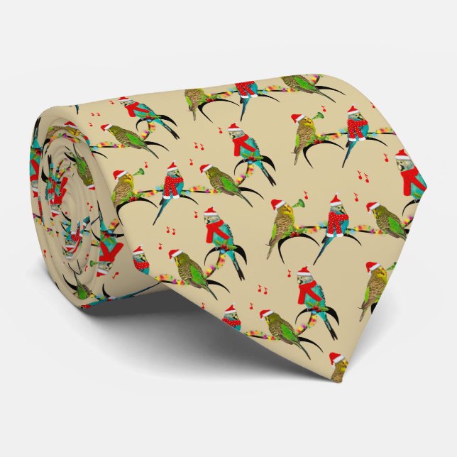 Corbata Navidades Budgie Frenzy Tie (Oro) (Enrollado)