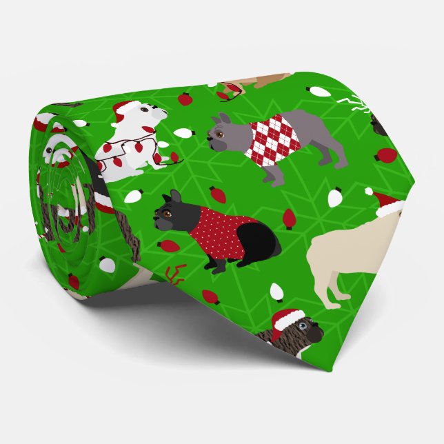 Corbata Navidades Bulldog francés Neck Tie (Enrollado)
