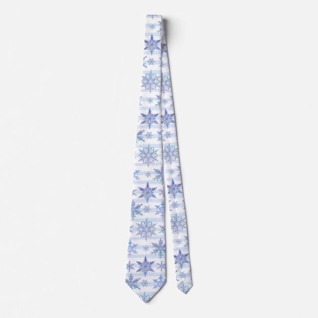 Corbata Navidades con copos de nieve (Anverso)
