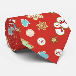 Corbata Navidades Cookies Patterados Festividad Roja