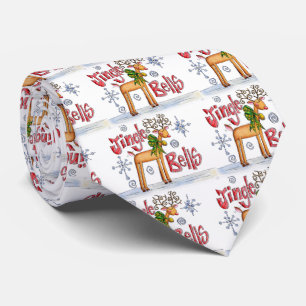 Corbata Navidades cortos reno, jingle Bells con copos de n