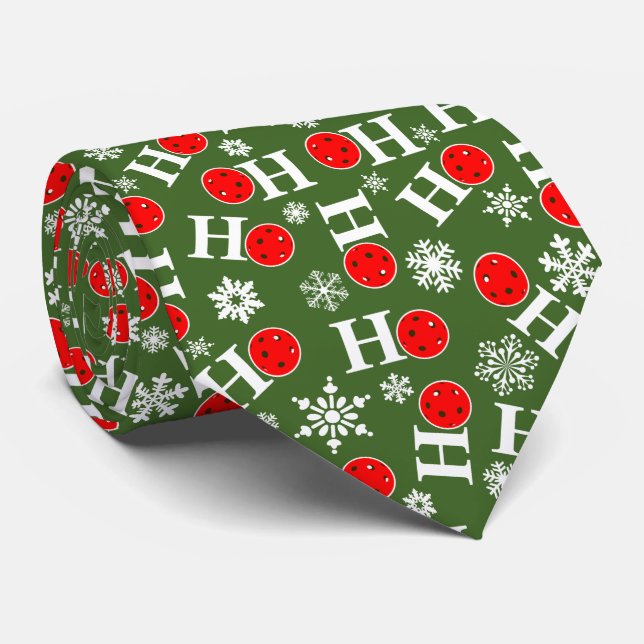 Corbata Navidades de bolas de bolas de nieve Red Green Ho  (Enrollado)