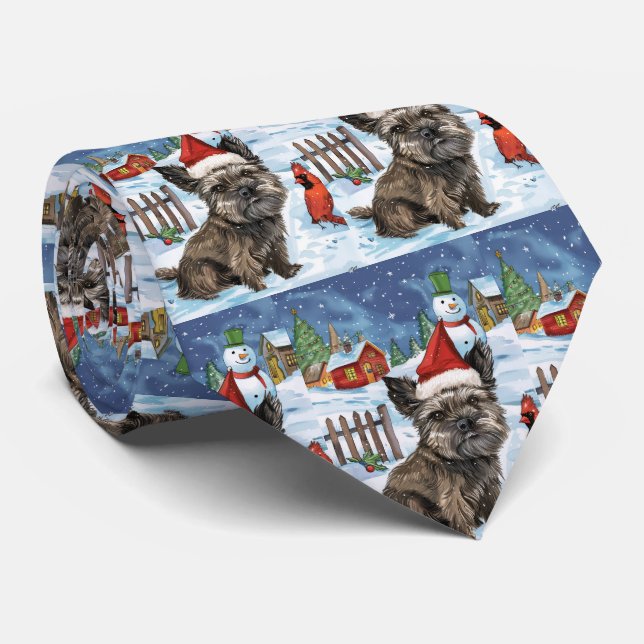 Corbata Navidades de Cairn Terrier Dog Winter Wonderland d (Enrollado)