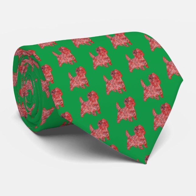 Corbata Navidades de Cairn Terrier Perro Silhouette Cuello (Enrollado)