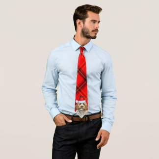 Corbata Navidades de Cockapoo de vacaciones perro en rojo