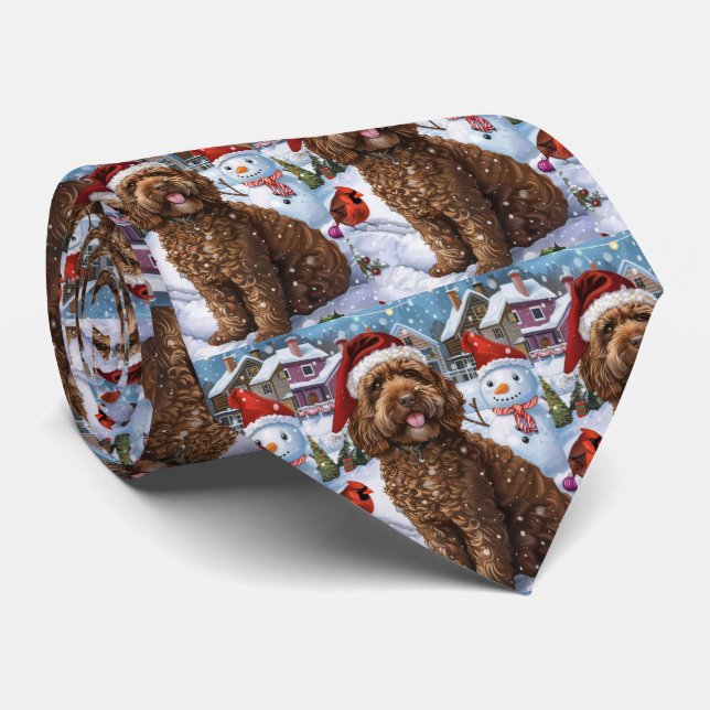 Corbata Navidades de Cockapoo Winter Wonderland Alegría (Enrollado)