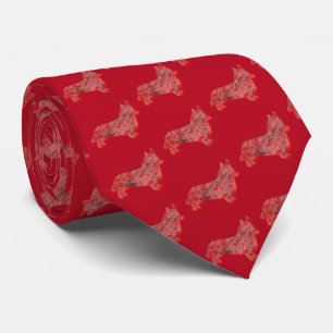 Corbata Navidades de Corgi Welsh Perro Silhouette Red