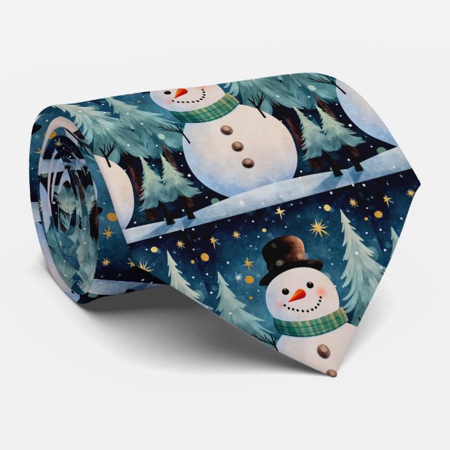 Corbata Navidades de Cute Snowman (Enrollado)