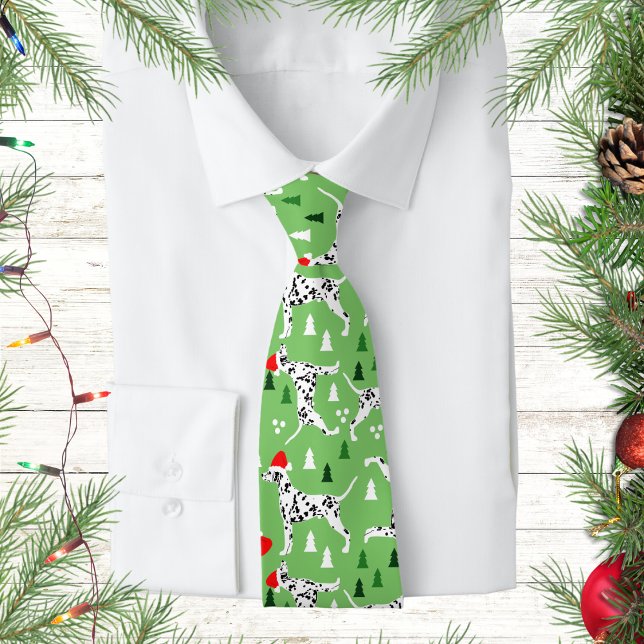 Corbata Navidades de Dalmacia festejan perros de Sombrero  (Dalmatian Christmas Neck Tie)