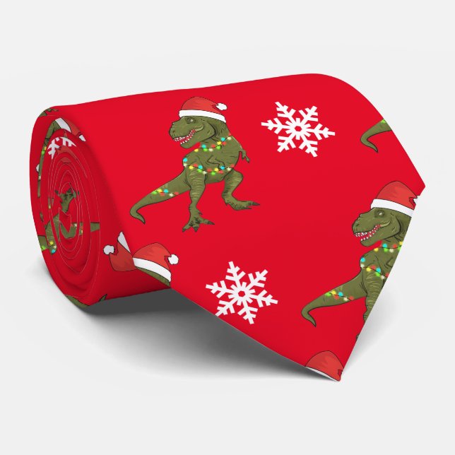 Corbata Navidades de Dinosaurios Xmas Dino Tie (Enrollado)