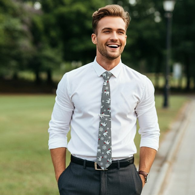 Corbata Navidades de Fiesta elefante blanco (gris) (Wear it to a White Elephant Party or make it the gift you bring to the exchange!)