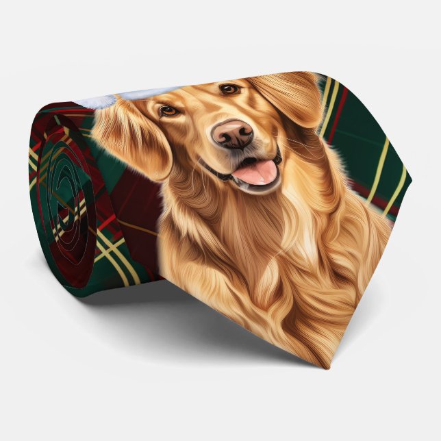 Corbata Navidades de Golden Retriever Green Red Holiday Pl (Enrollado)