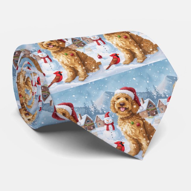 Corbata Navidades de Goldendoodle Winter Wonderland disfru (Enrollado)