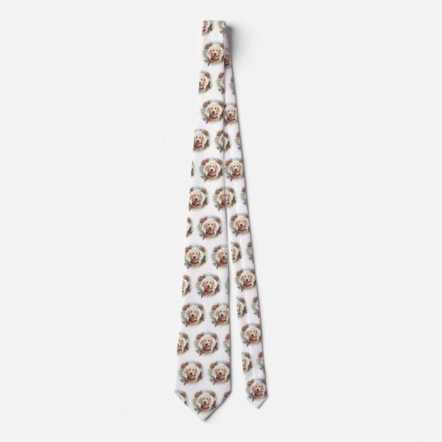 Corbata Navidades de Goldendoodle Wreath Festial Pup (Anverso)