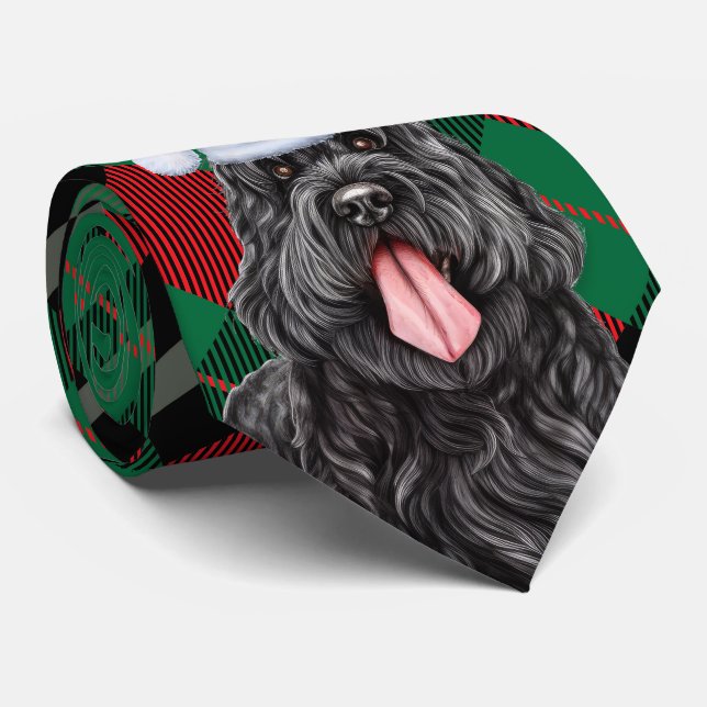 Corbata Navidades de Green Plaid de Black Russian Terrier  (Enrollado)