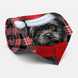 Corbata Navidades de la placa roja del perro Affenpinscher