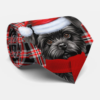 Corbata Navidades de la placa roja del perro Affenpinscher