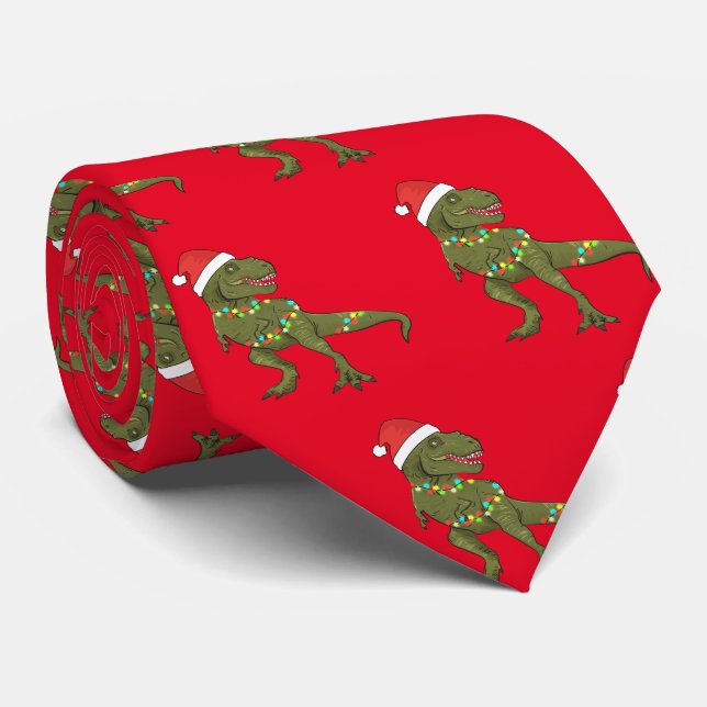 Corbata Navidades de los dinosaurios de Santa T-Rex (Enrollado)