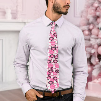 Corbata Navidades De Los Ornamentos Retro De Estilo Rosa Y