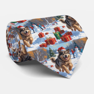 Corbata Navidades de Malamute de Alaska celebran escena de