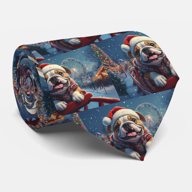 Corbata Navidades de montaña rusa de bulldog (Enrollado)