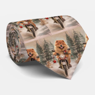 Corbata Navidades de motocicleta Chow Chow Dog Riding