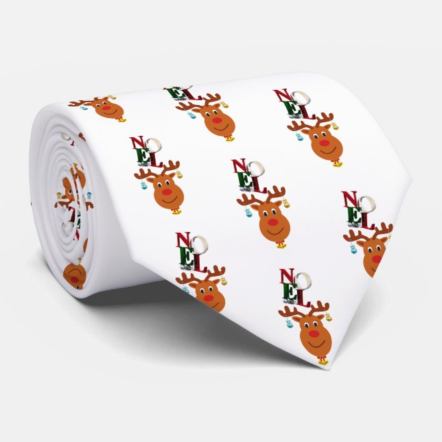 Corbata Navidades de Noel Deer Bells Bauble Rudolf Snowfla (Enrollado)