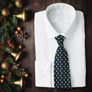 Corbata Navidades de oro con festividades de barro rojo