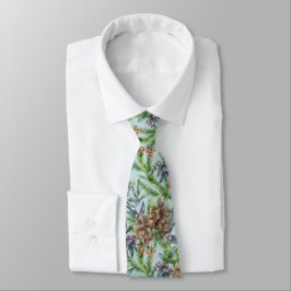 Corbata Navidades de patrón de conos de pino verdes