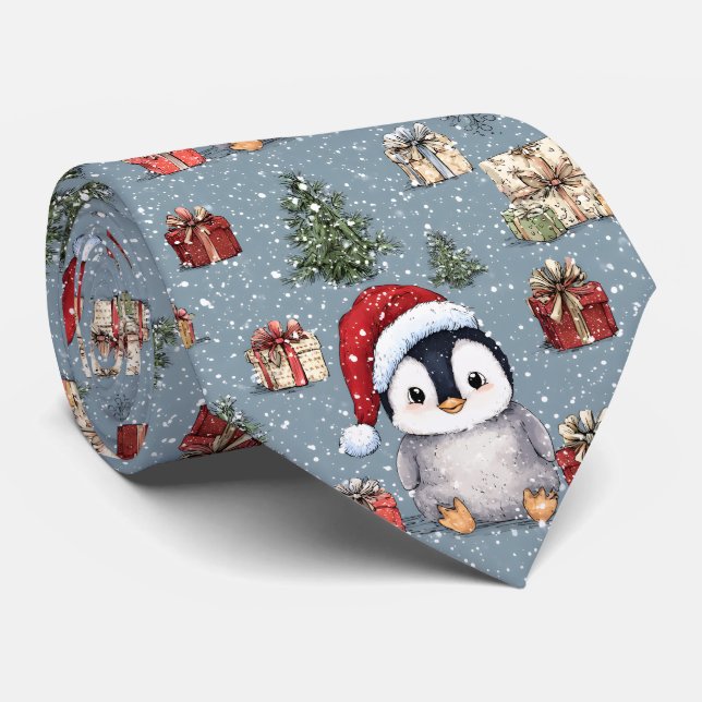 Corbata Navidades de Pingüino Infantil (Enrollado)