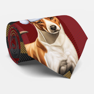 Corbata Navidades de Placas Rojas y Verdes de Basenji