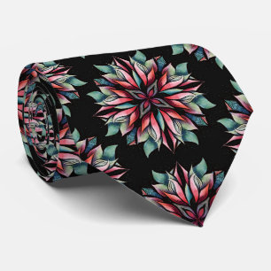 Corbata Navidades de Poinsettia Patrón Floral Elegante