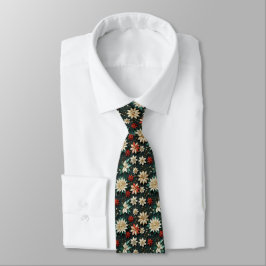 Corbata Navidades de Poinsettias Turquesa Blanca